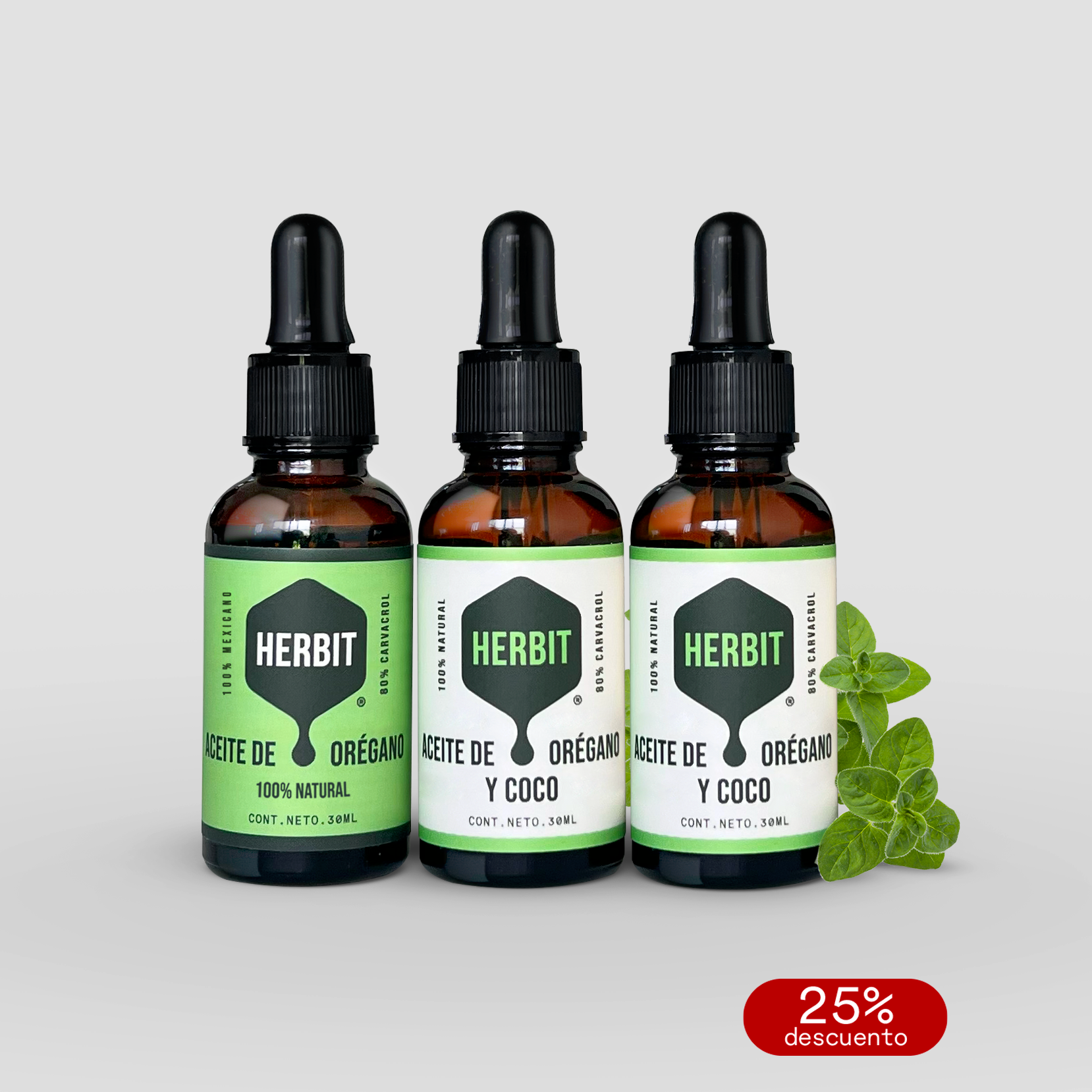 Kit 3 Aceites de coco y/o oliva con orégano
