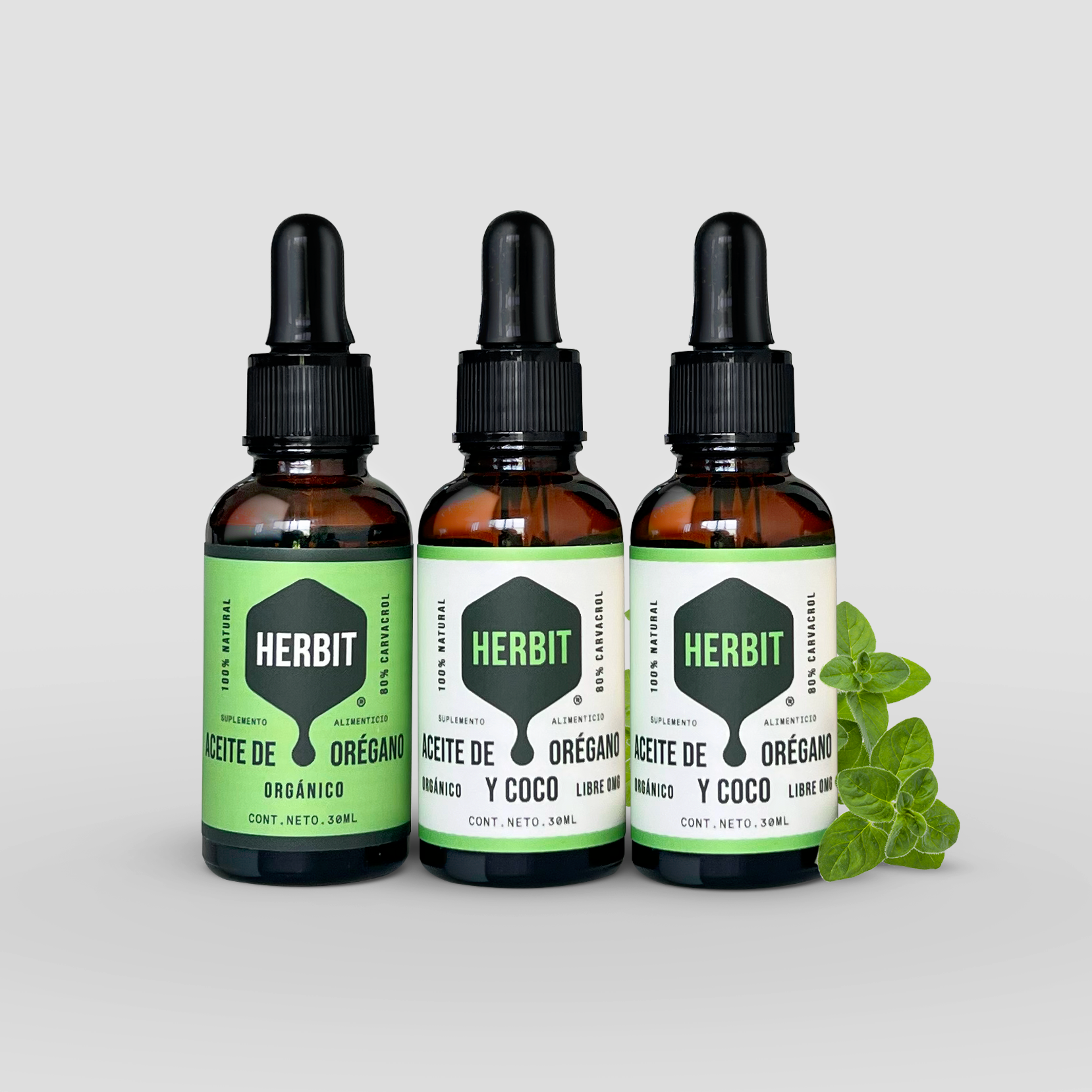 Kit 3 Aceites de coco y/o oliva con orégano