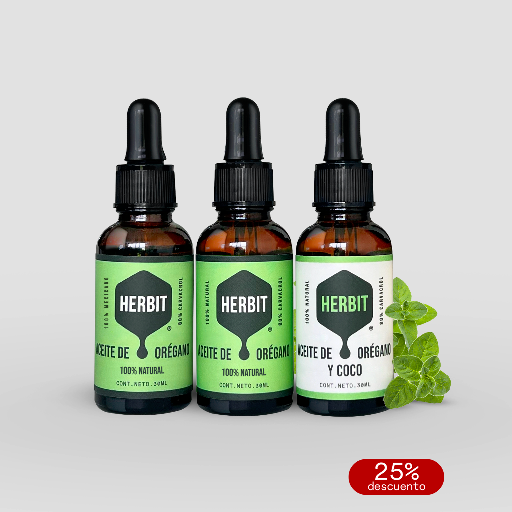 Kit 3 Aceites de coco y oliva con orégano