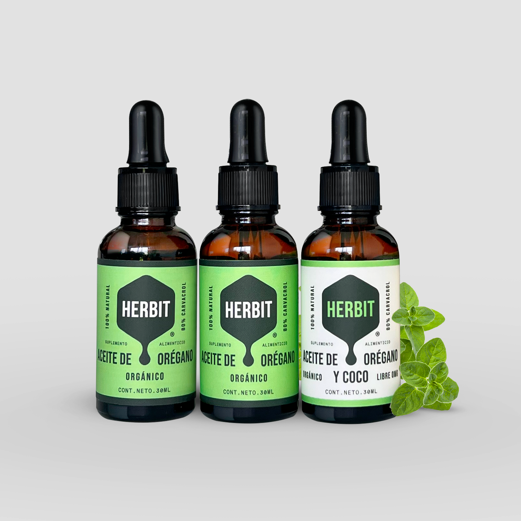 Kit 3 Aceites de coco y oliva con orégano